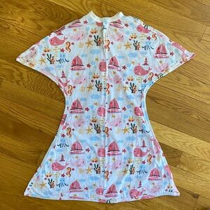 Pink Ocean Print Kids Sleep Sack - Zip-Front Toddler Swaddle